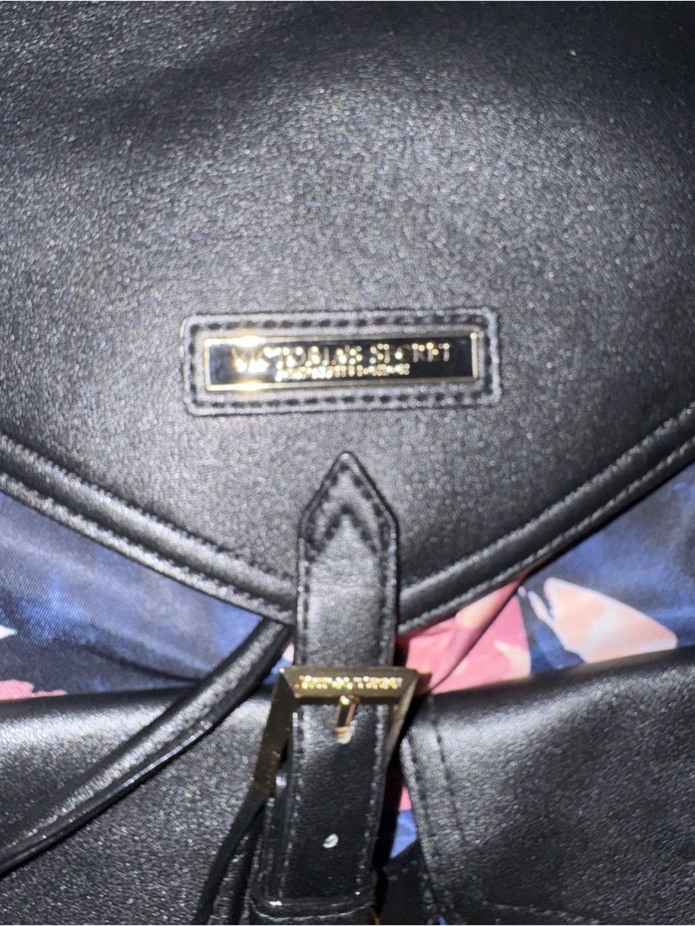 Victoria's Secret Black Floral Backpack with Pink Flowers - Picture 2 of 6